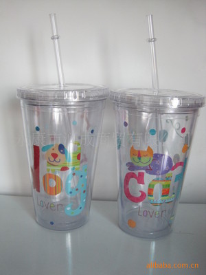 供應(yīng)雙層塑料杯 450ML插紙吸管杯的專業(yè)選擇